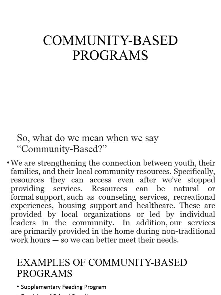Community-Based Programs Overview | PDF | Career & Growth | Wellness
