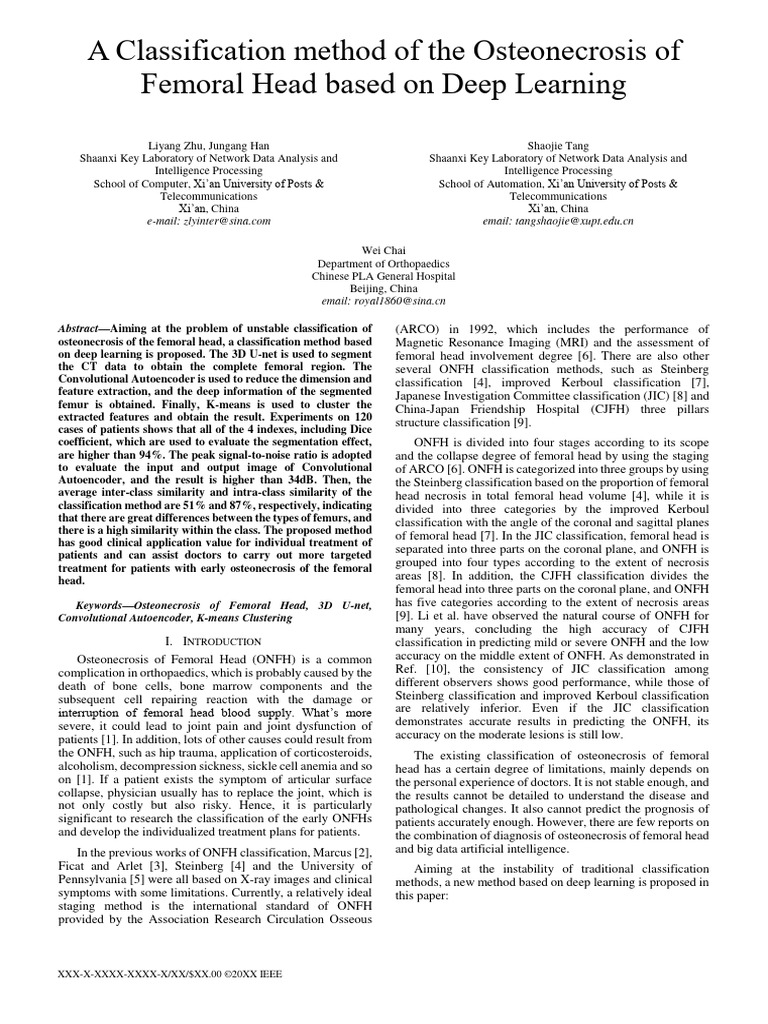 A Classification Method of The Osteonecrosis of Femoral Head Based On ...