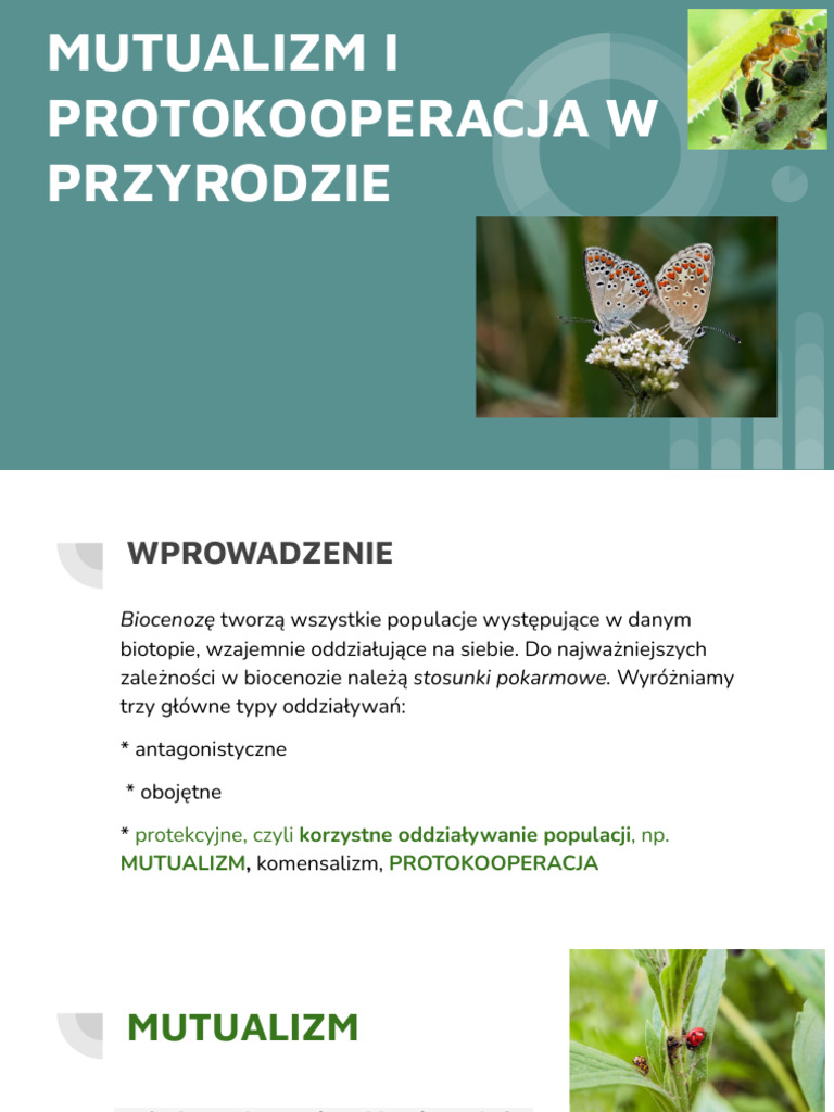 Mutualizm I Protokooperacja W Przyrodzie PDF