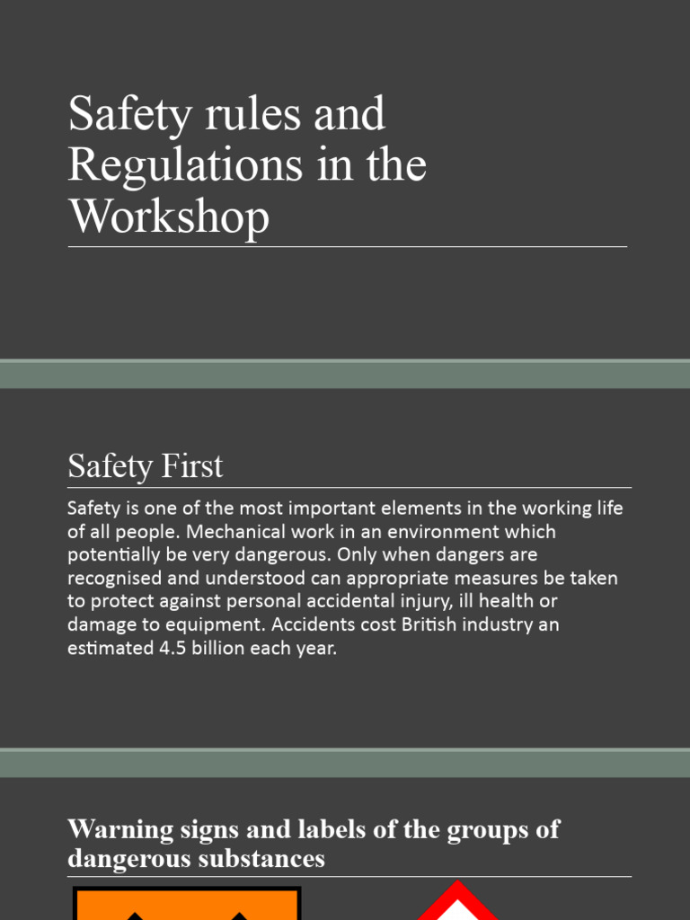 Workshop Safety Rules and Regulations | PDF | Wellness