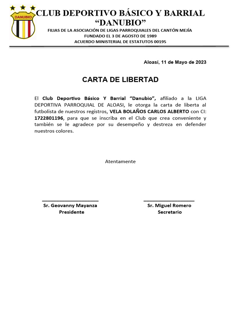 Carta De Libertad 1 PDF