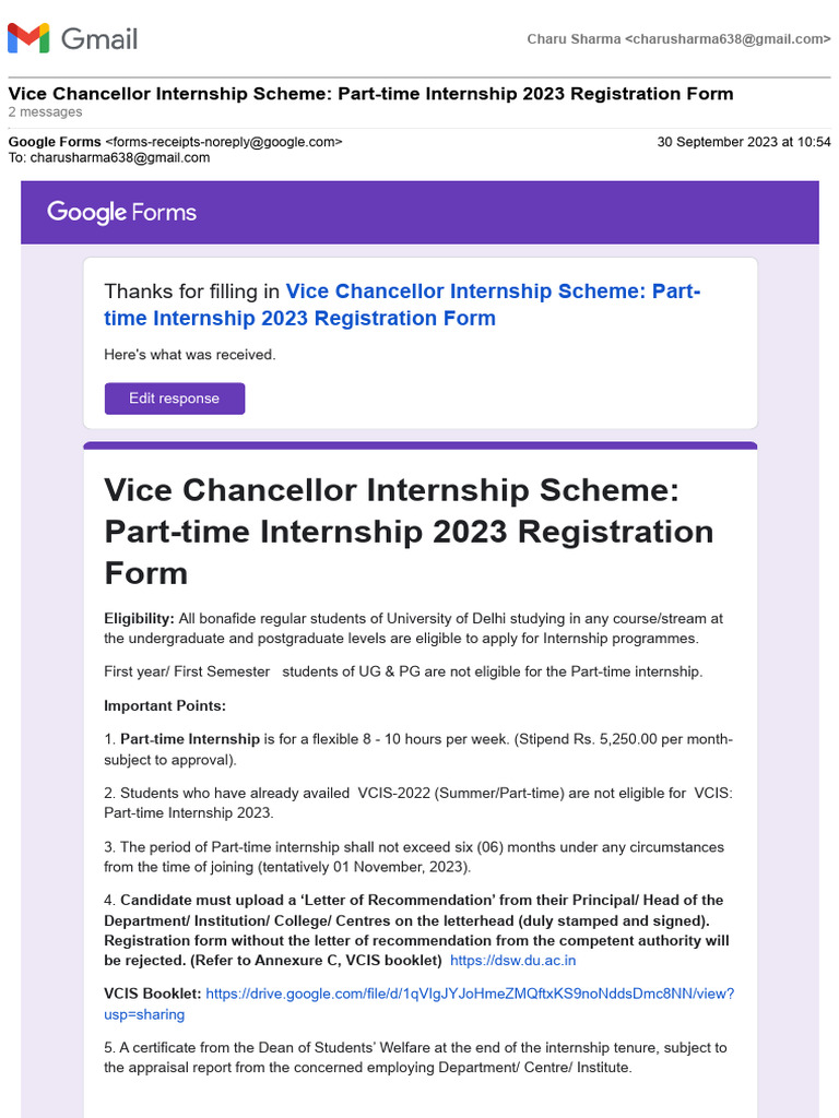Vice Chancellor Internship 2023 Registration | PDF | Internship | Job ...