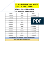 Jadual Kelas Bimbingan MUET 2023 Oktober