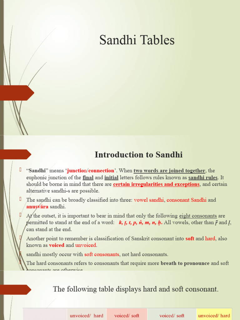 Sanskrit Sandhi Rules Overview | PDF | Consonant | Languages Of Asia