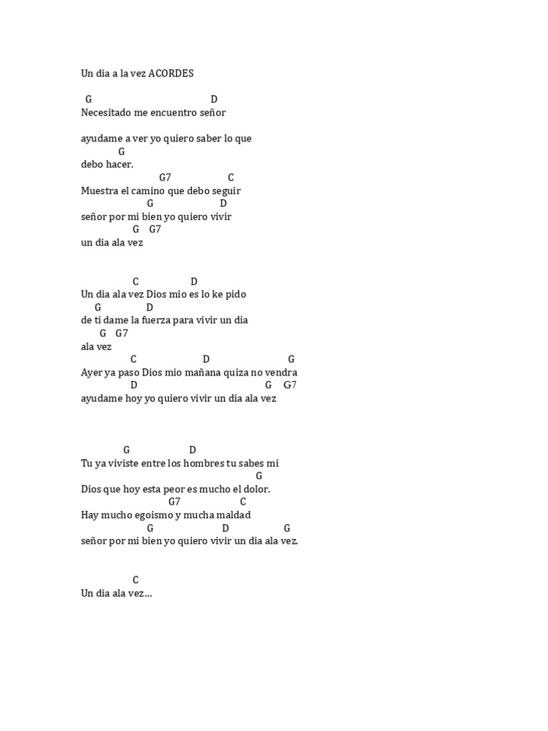 Un Dia A La Vez ACORDES | PDF, image size:768x1024