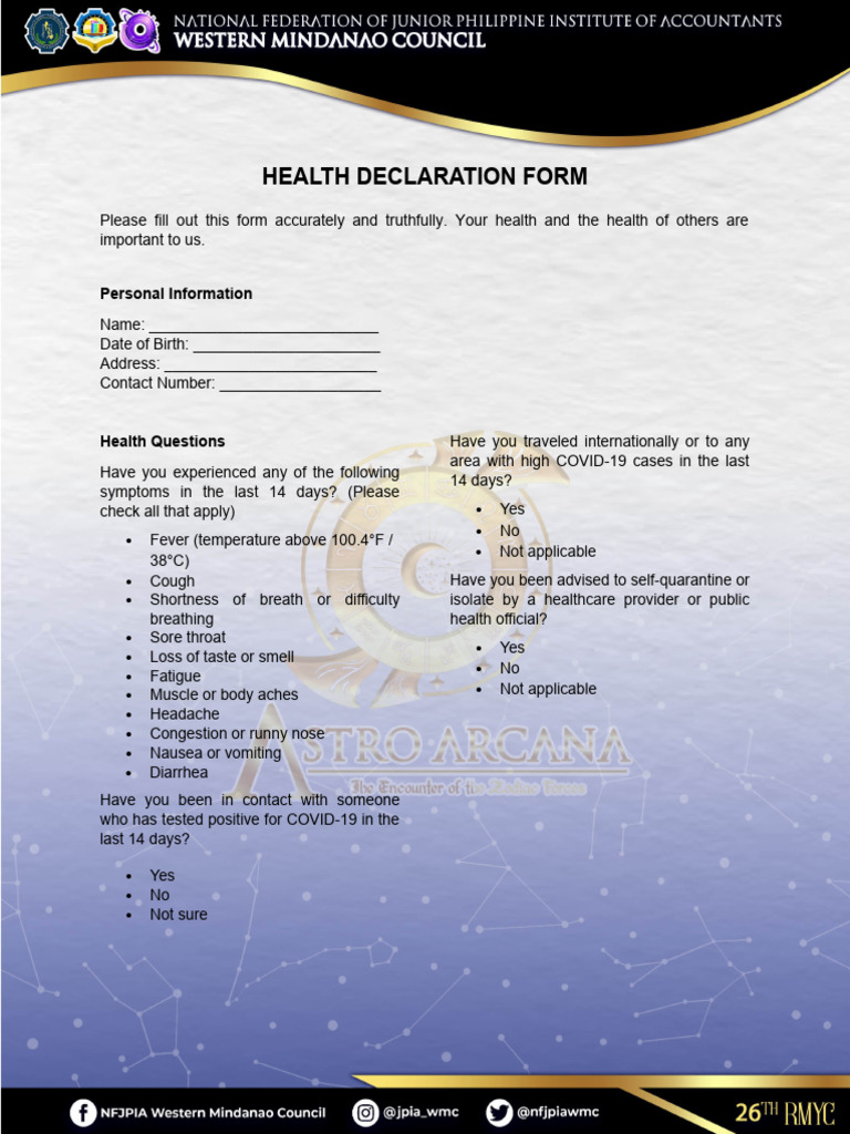 Health Declaration Form | PDF
