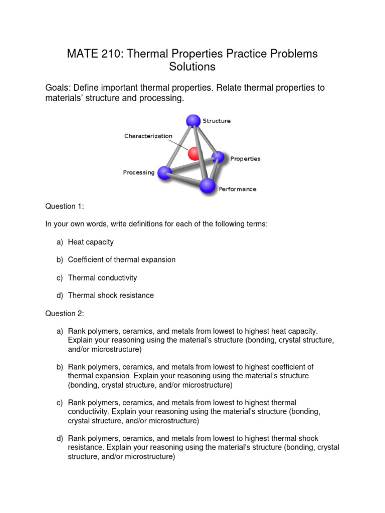 6Thermal Properties Practice Problems PDF Electrical Resistivity