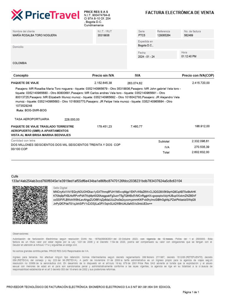 Factura Electrónica - Price Res S.A.S. | PDF | Gobierno