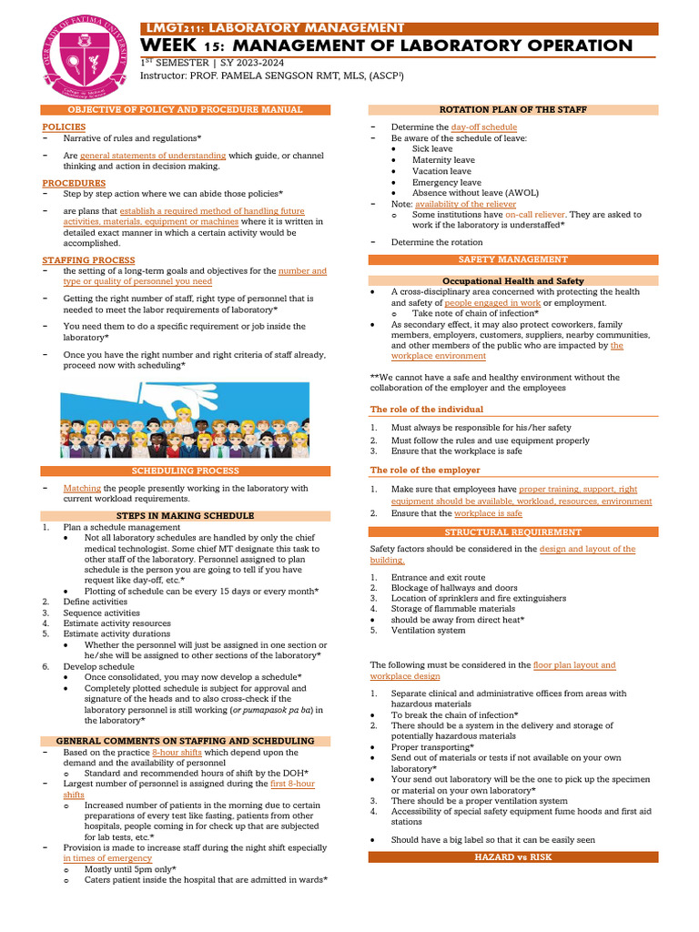 Laboratory Management Operations Guide | PDF | Personal Protective ...
