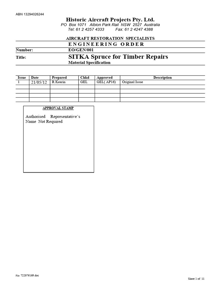 Sitka Spruce Specification for Aircraft | PDF | Specification ...