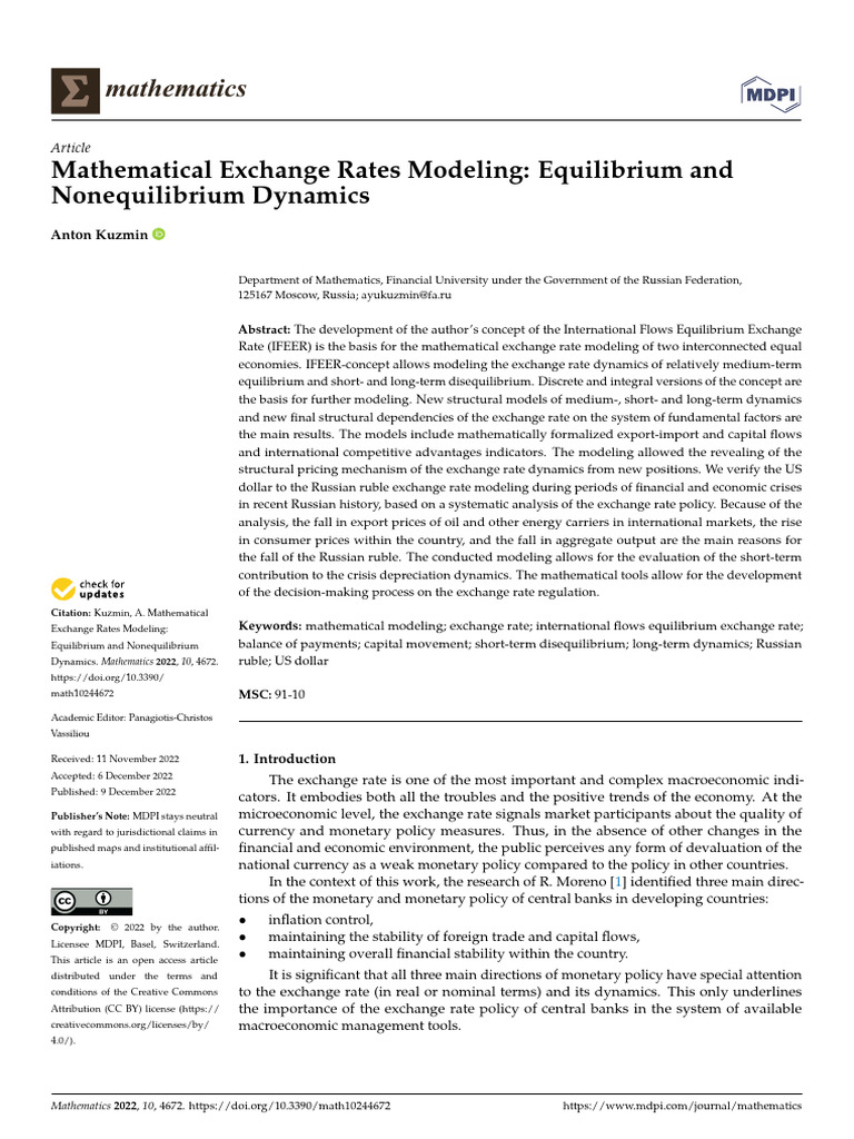 Mathematics 10 04672 v3 | PDF | Exchange Rate | Monetary Policy