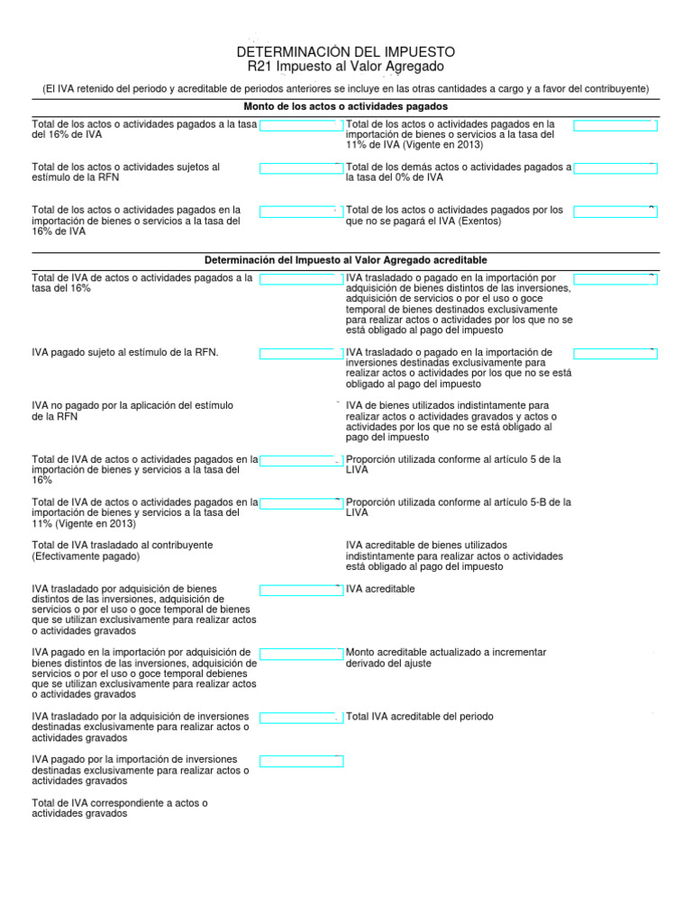 Determinación del IVA y Acreditamientos | PDF | Impuesto al valor ...