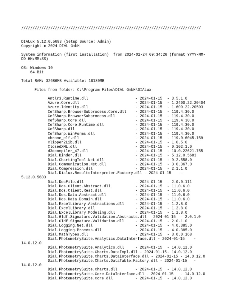 DIALux Setup Information | PDF | Graphical User Interfaces | System ...