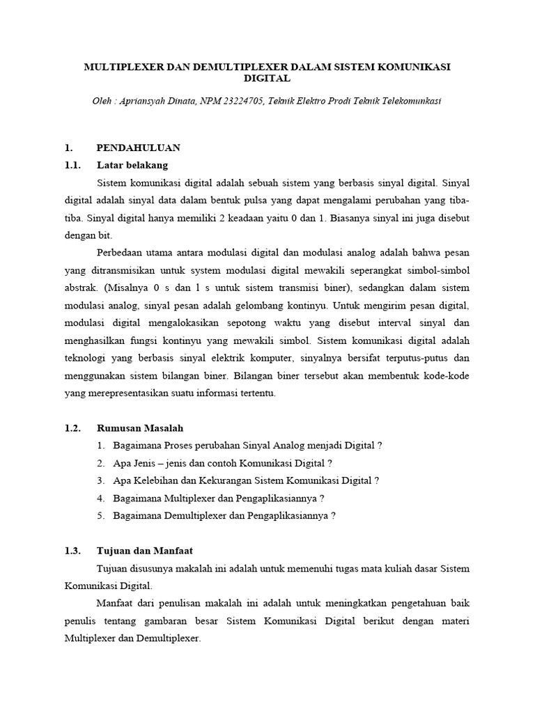 Multiplexer dan Demultiplexer Digital | PDF