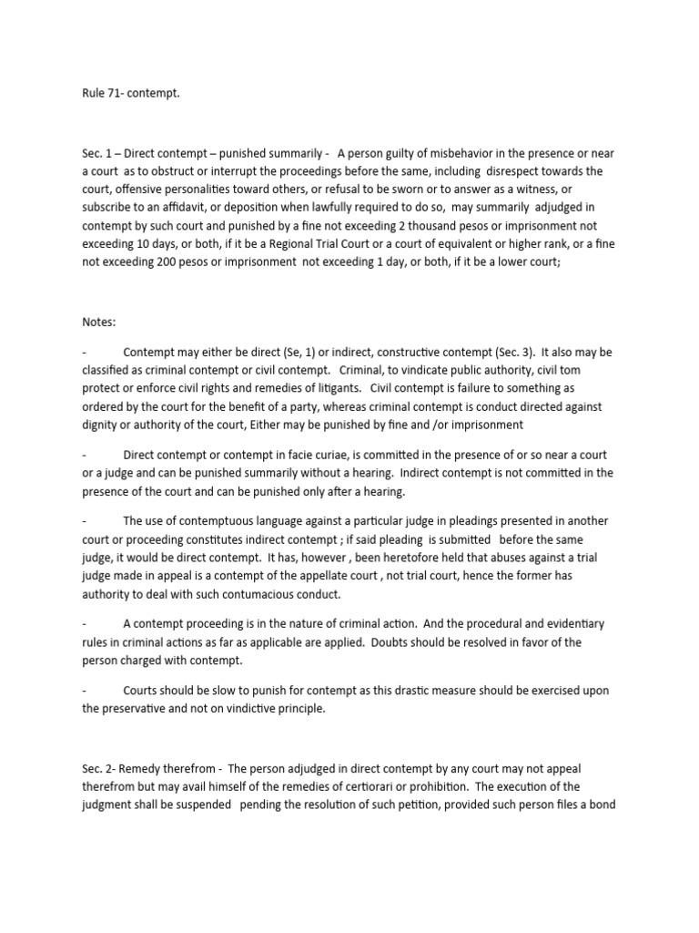 Understanding Rule 71: Contempt of Court | PDF | Contempt Of Court ...