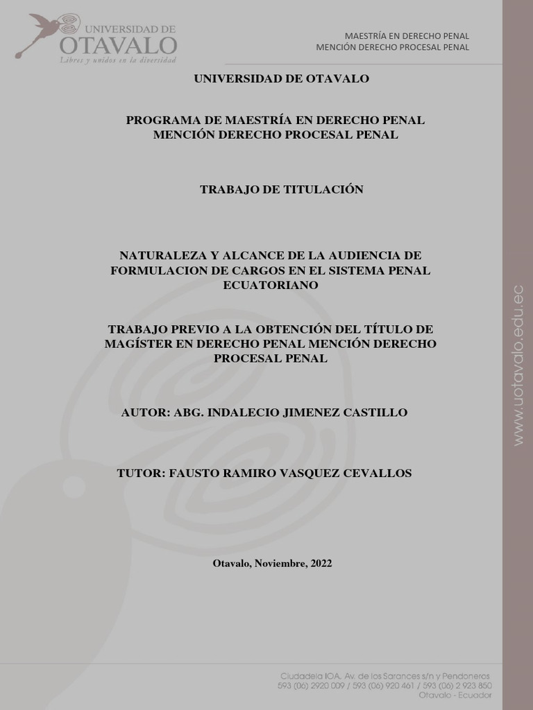 Audiencia de Formulación de Cargos en Ecuador | PDF | Debido al proceso ...