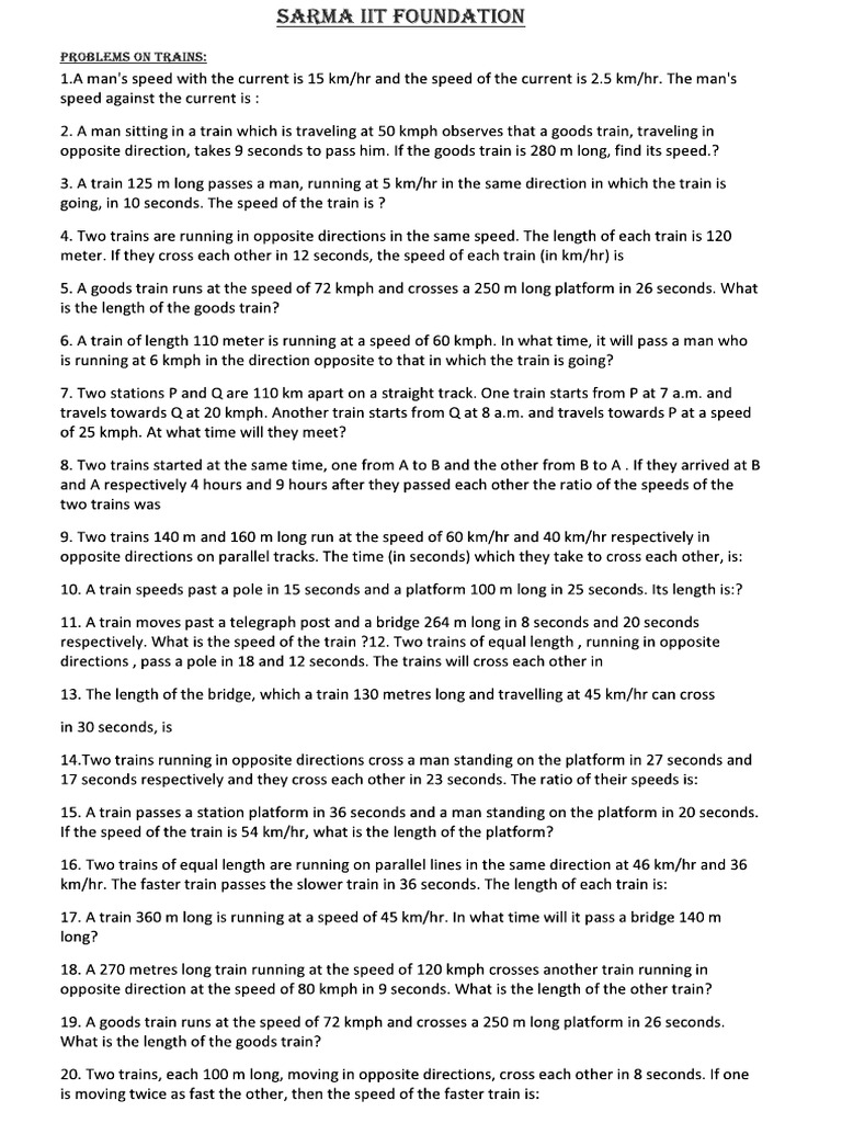 Problems on trains pdf