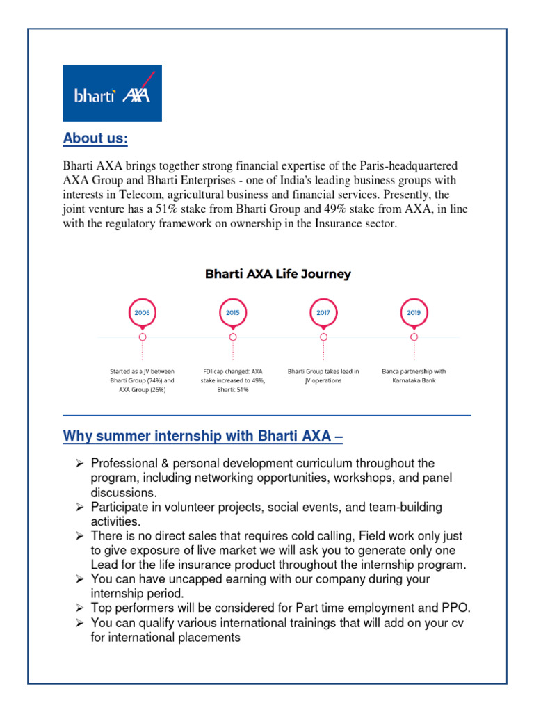 Bharti AXA Management Associate Program - Marketing | PDF