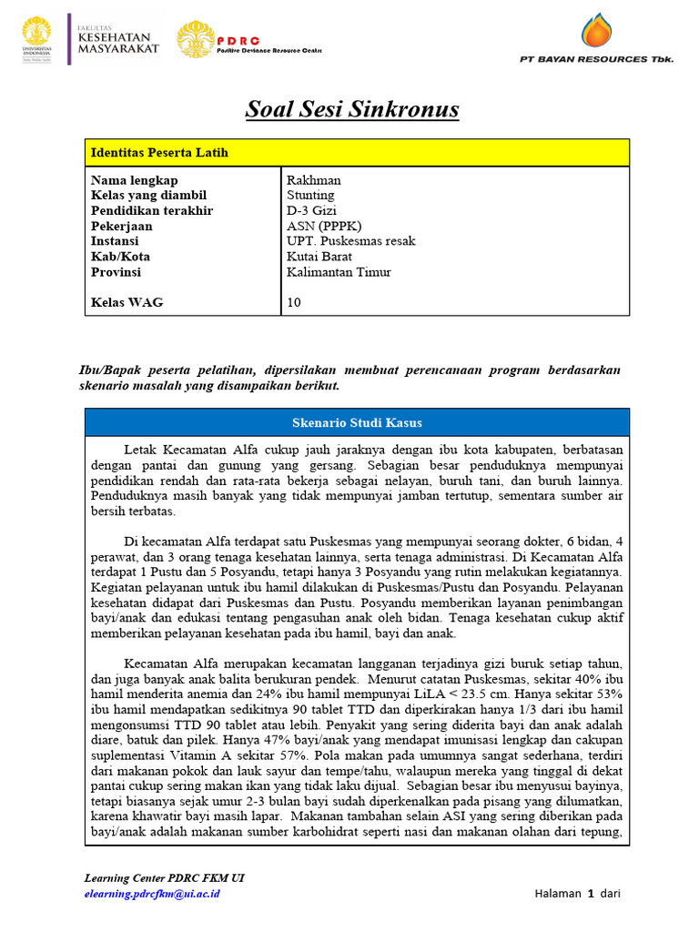 Rencana Program Pencegahan Stunting | PDF