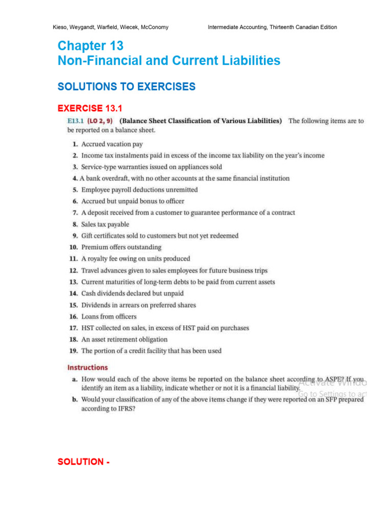 Non Financial Current Liabilities Solutions Pdf Depreciation