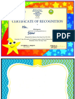 Certificate For Kinder