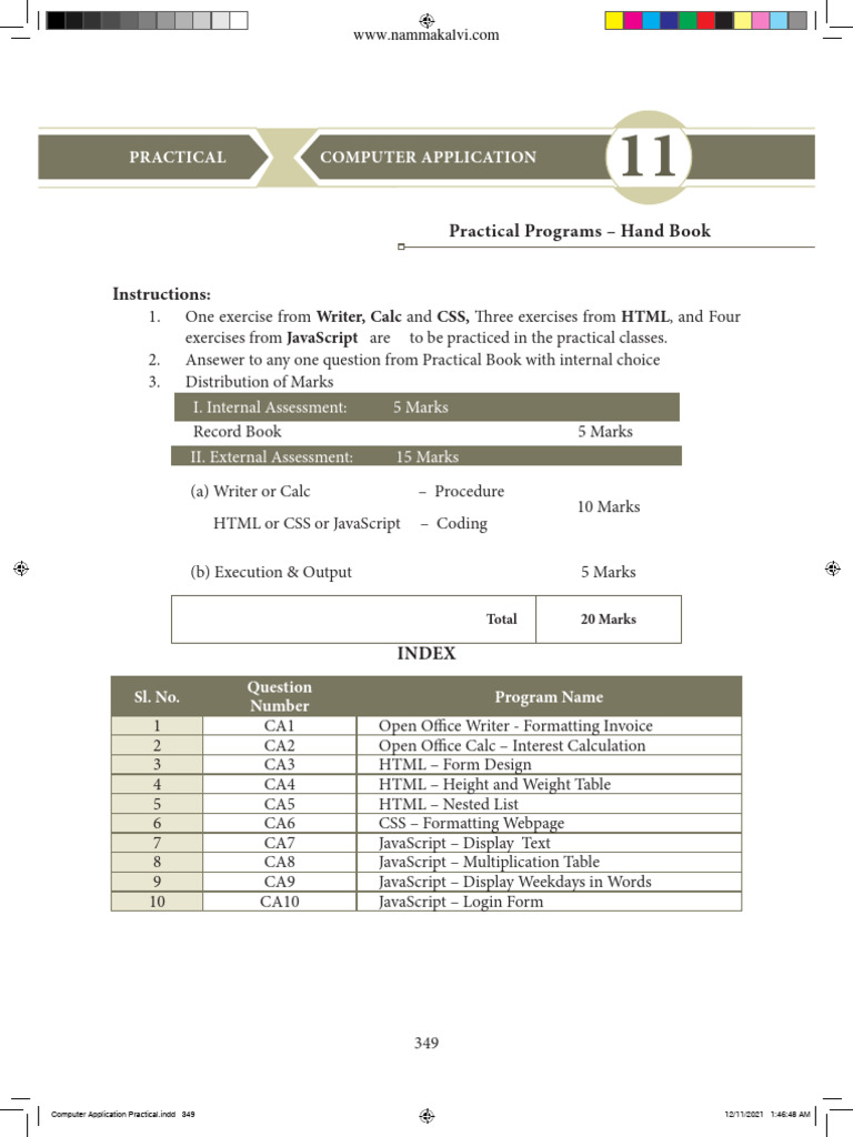 11th Computer Application Practical Guide | PDF | Tamil Language ...