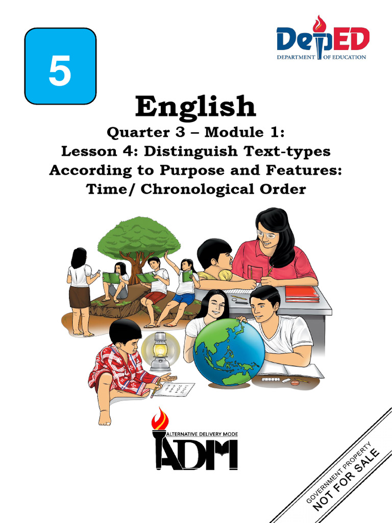 English 5 Q3 M1 L4 Text Types Time Order | PDF | Learning | Teachers