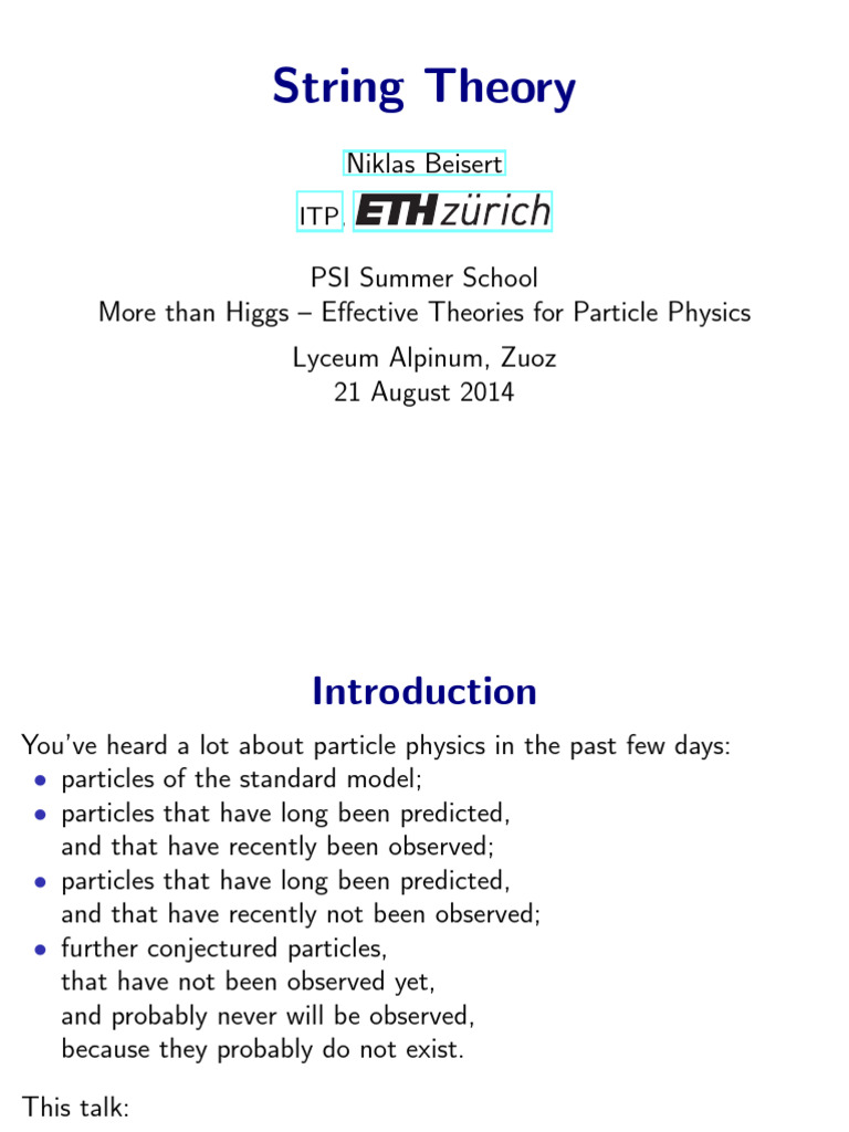 String Theory and Particle Physics | PDF | String Theory | Particle Physics