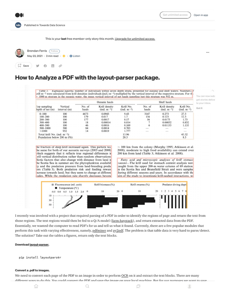 How to analyze a pdf with the layout parser package by brendan
