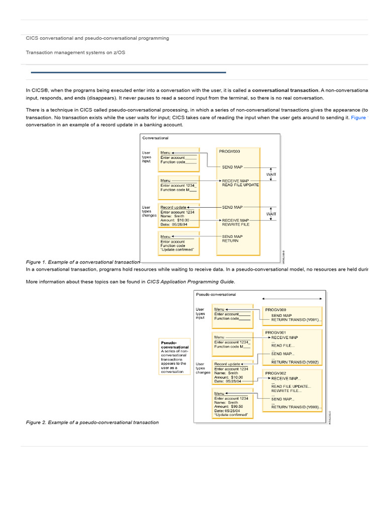 Cics conversational and pseudo conversational programming ibm