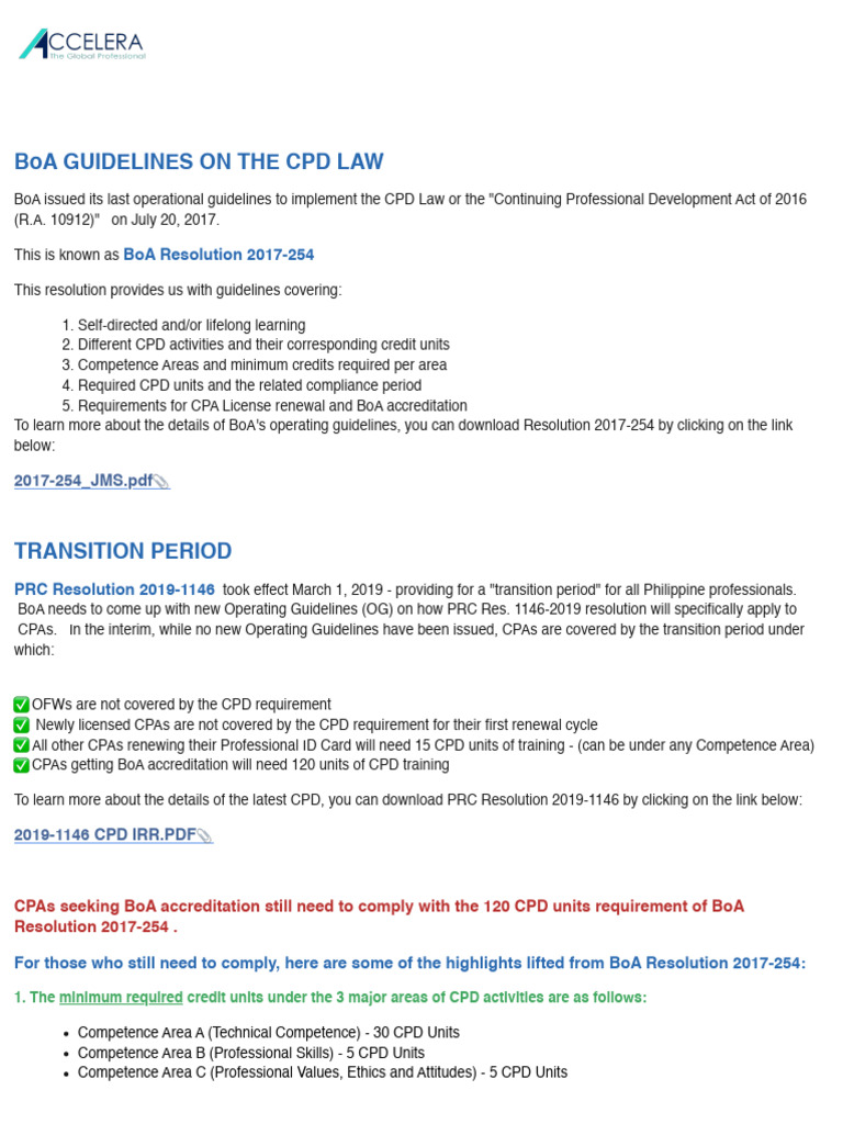 BoA Guidelines On CPD For CPAs PDF Certified Public Accountant