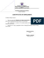 Certificate of Enrolment - Pupil