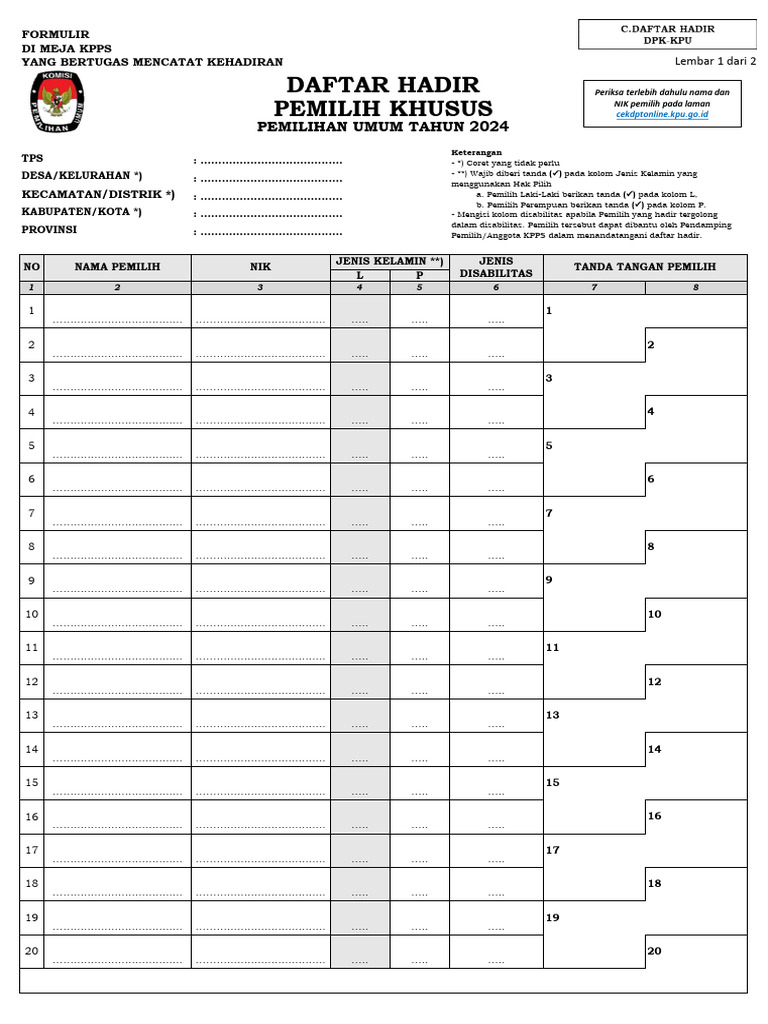 7.3 C.daftar Hadir DPK (Print) | PDF