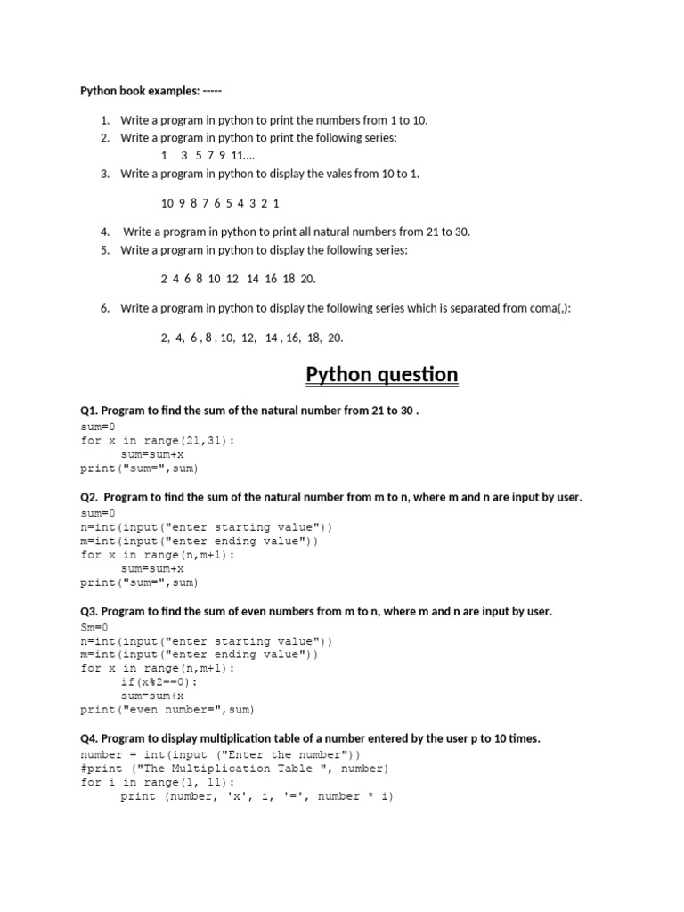 Simple Python Programs List For Kid