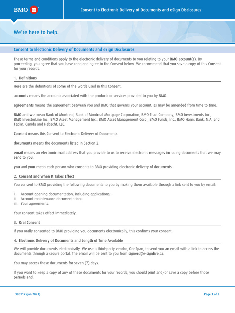 BMO Electronic Document Consent Form | PDF | Service Industries | Business, image size:768x1024