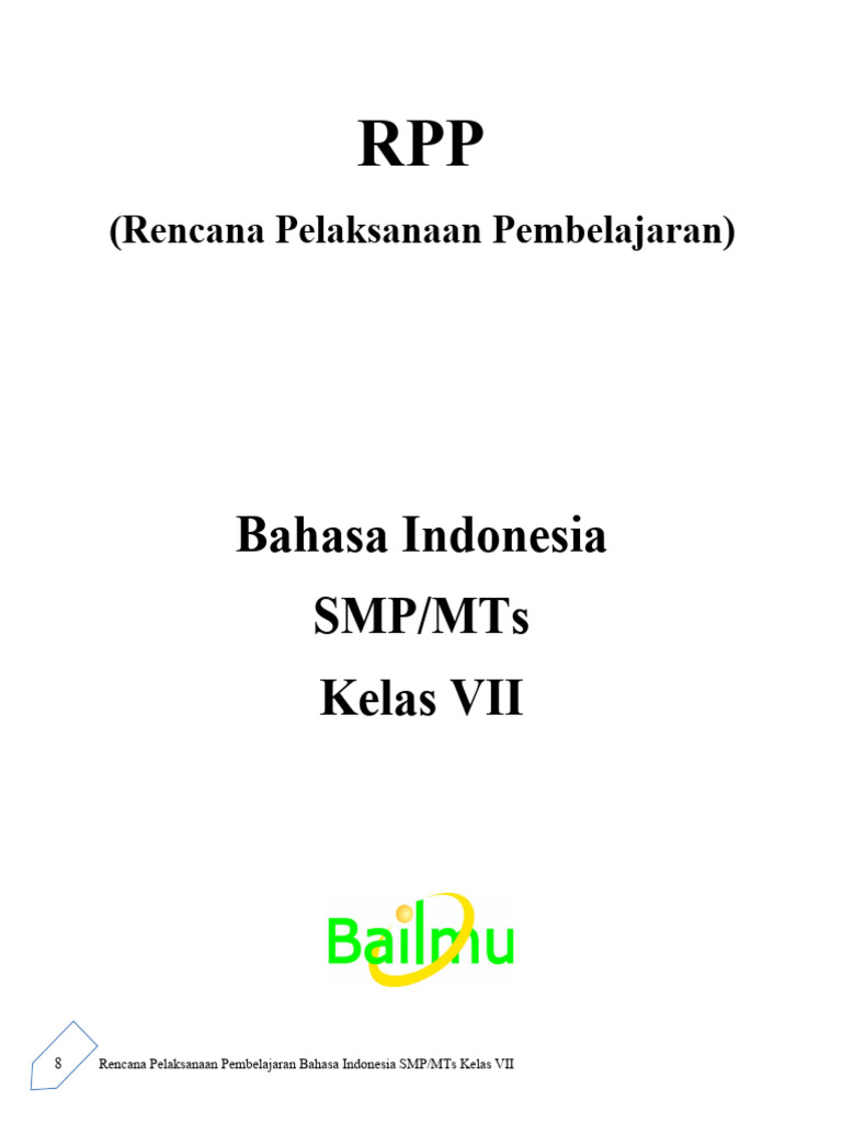 RPP Bahasa Indonesia Kelas VII: Fiksi & Nonfiksi | PDF | Sains & Matematika