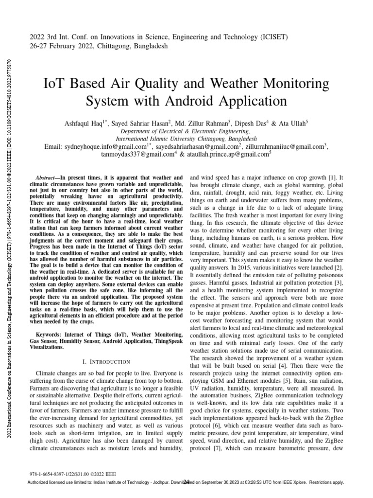 IoT Air Quality & Weather Monitoring System | PDF | Internet Of Things ...
