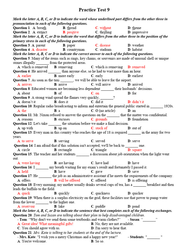 English Pronunciation and Grammar Practice Test | PDF | Artificial ...