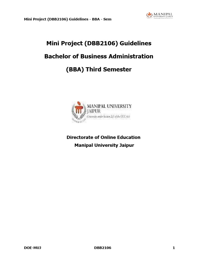 BBA Mini Project Guidelines for Sem 3 | PDF | Methodology | Business