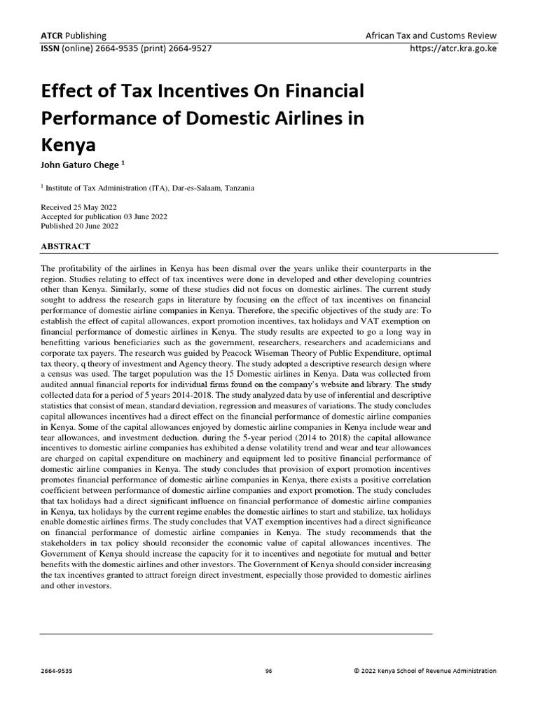 Tax Incentives Impact on Kenyan Airlines | PDF | Taxes | Economics