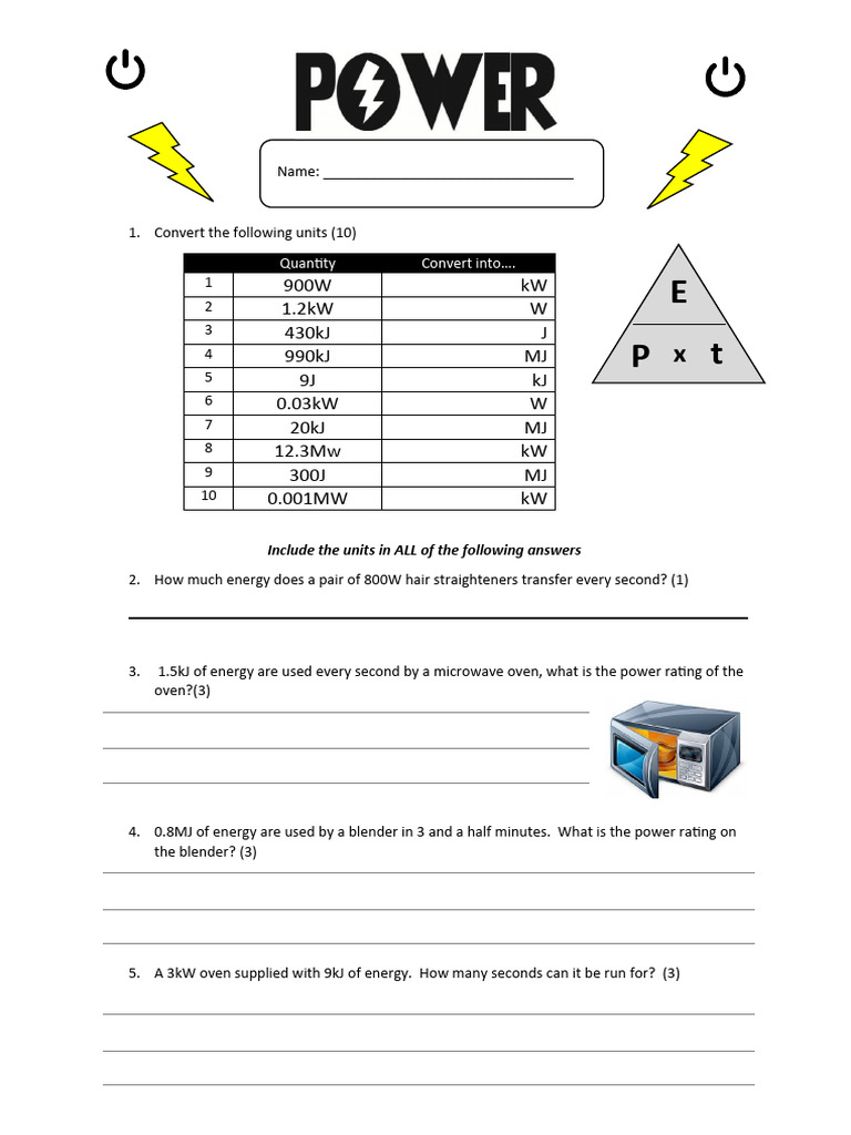 Energy Conversion and Power Calculations | PDF