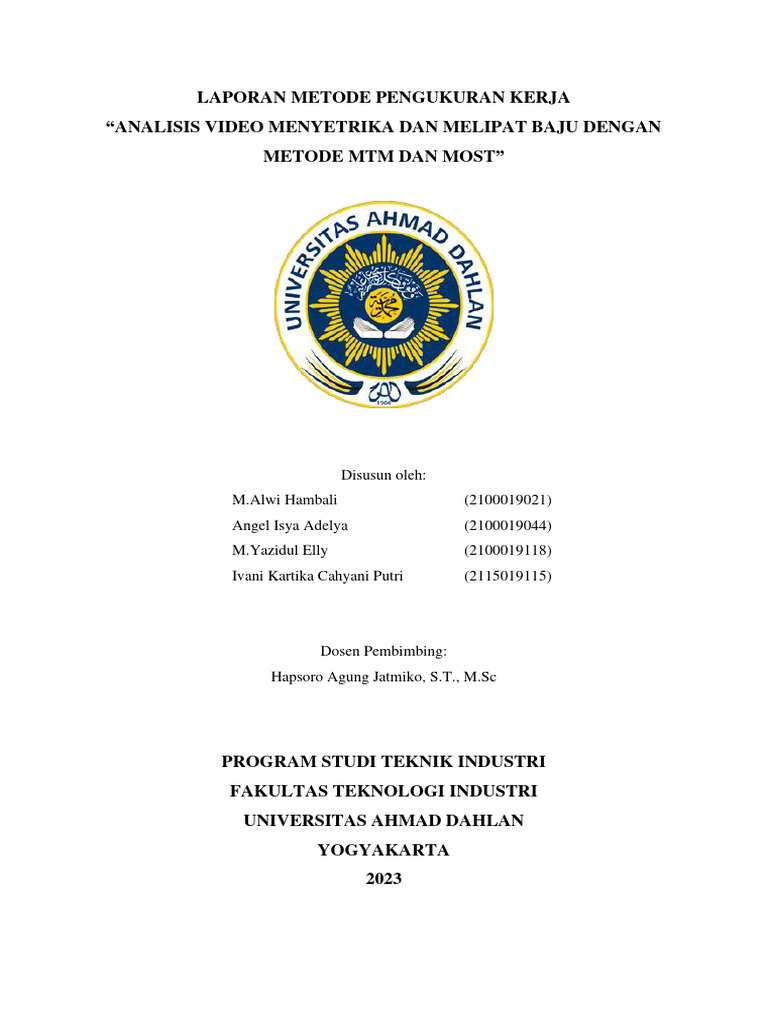 Analisis Waktu Menyetrika dengan MTM dan MOST | PDF