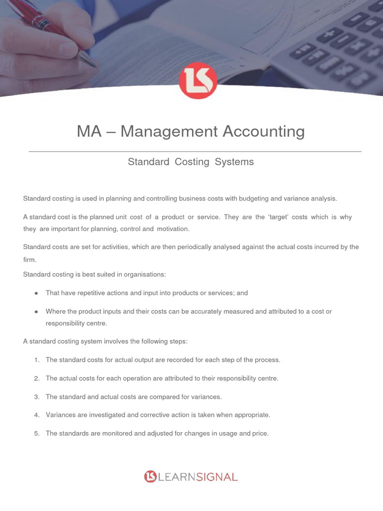 Standard Costing System Overview | PDF | Cost Accounting | Business