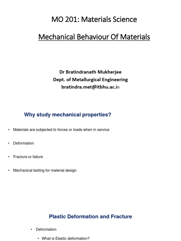 MO 201 Mechanical Behaviour | PDF | Fracture | Deformation (Engineering)