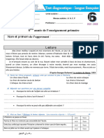 رائز التقويم التشخيصي في اللغة الفرنسية للمستوی السادس ابتدائي نموذج 1