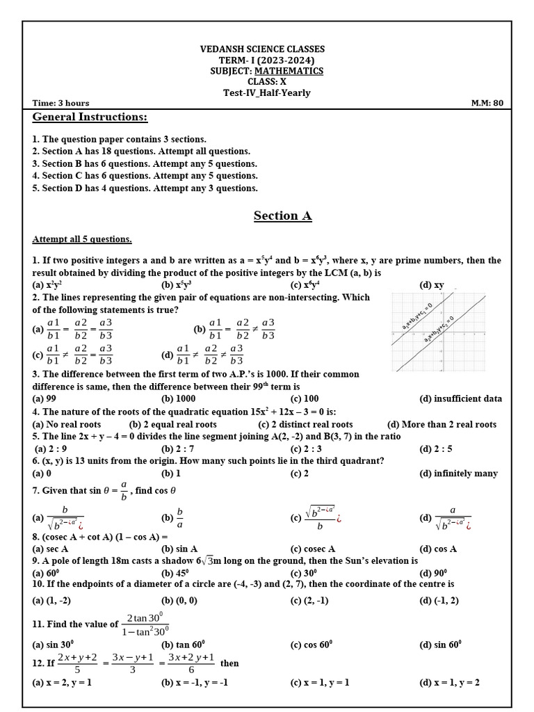 Important Questions for Class X Maths Exam | PDF | Elementary Geometry ...