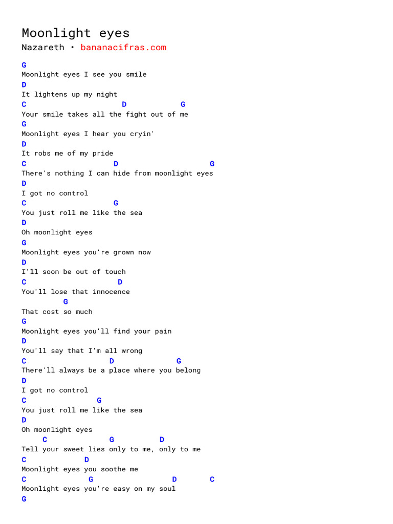 Moonlight Eyes CIFRA Nazareth PDF