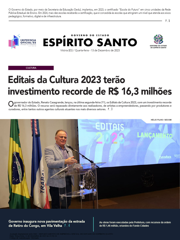 Diario Oficial 2023 12 13 Completo PDF Tecnologia da  