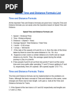 Time and Distance Formula