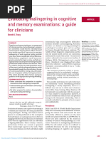 Evaluating Malingering in Cognitive and Memory Examinations A Guide For Clinicians